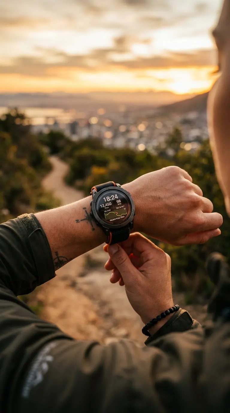 Apple Watch on a wrist outdoors