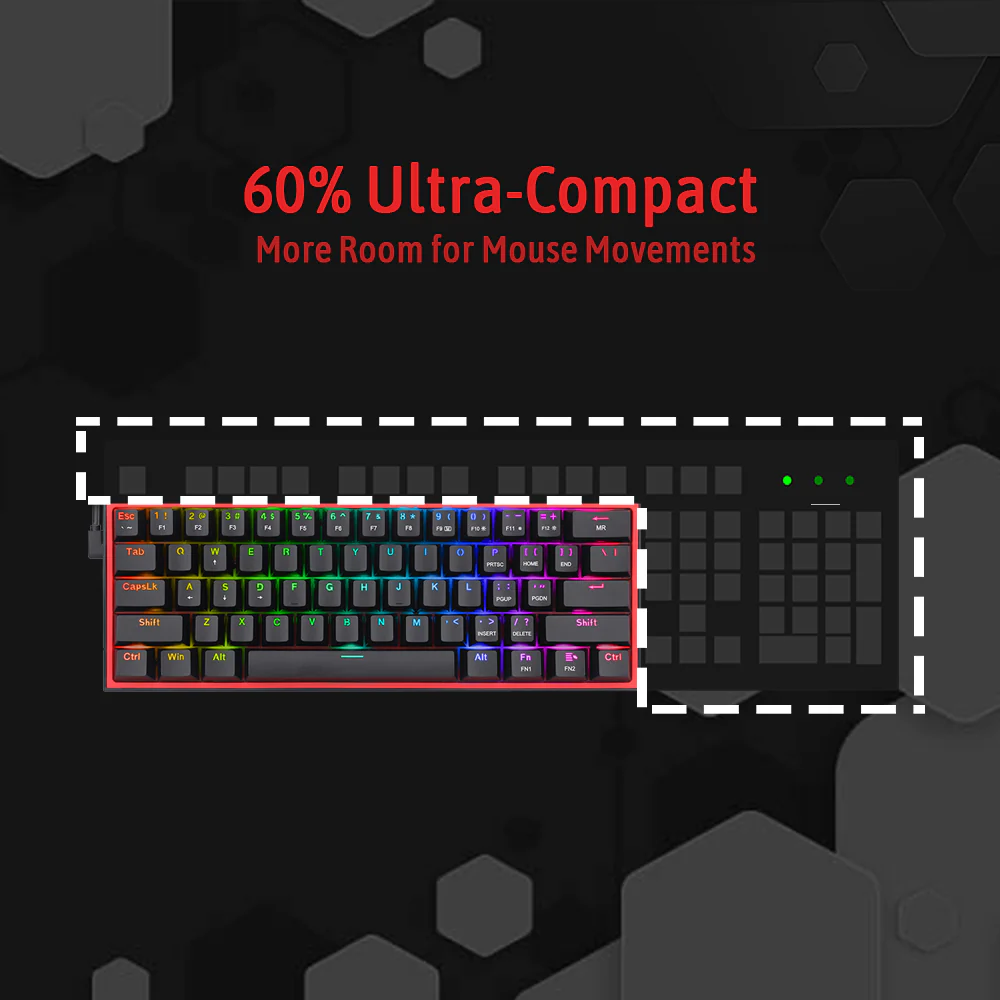 Redragon K617 Fizz 60% Mechanical Gaming Keyboard Additional View